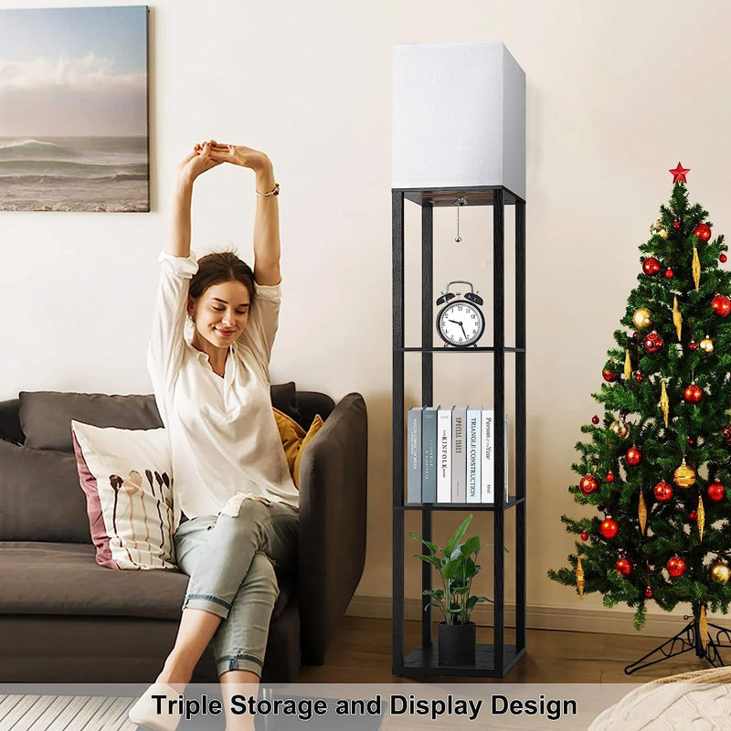 Fredy 64'' Gray Column Floor Lamp, Black