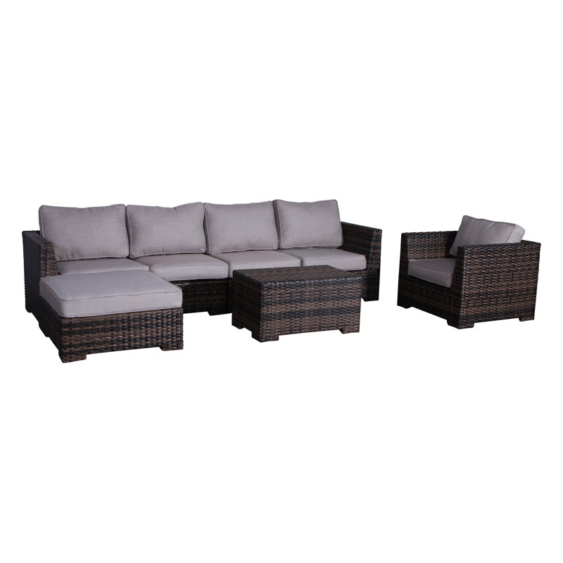 Carmel Rattan Wicker Fully Assembled 6 - Person Seating Group with Cushions