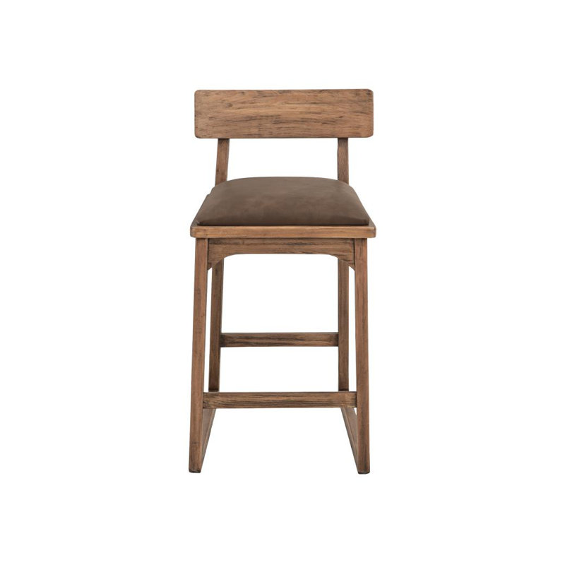 Tabouret de bar rembourré 24 po Balam, Brown Seat/Medium Brown Frame, Tabouret de comptoir (assise de 24 po de hauteur)