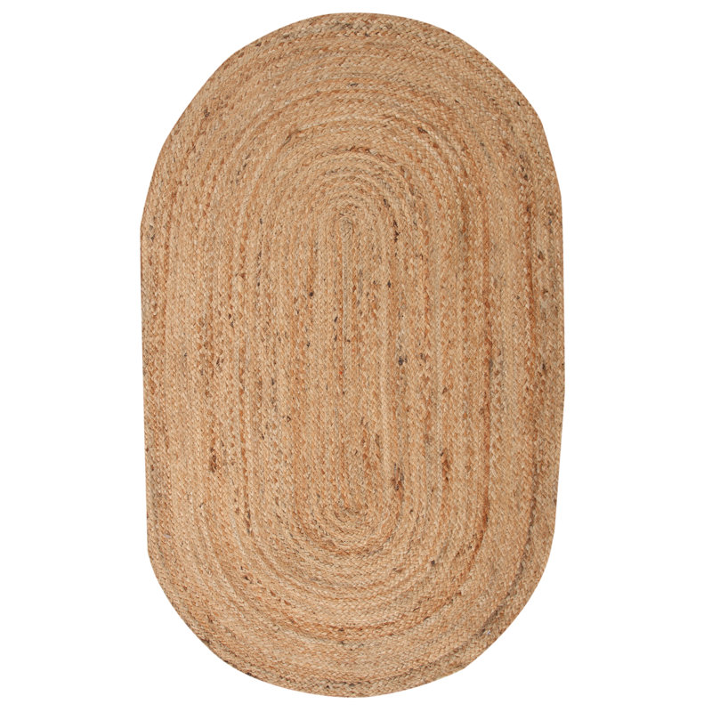 Gemini Hand Braided Beige Jute Rug, Oval 60 x 90cm