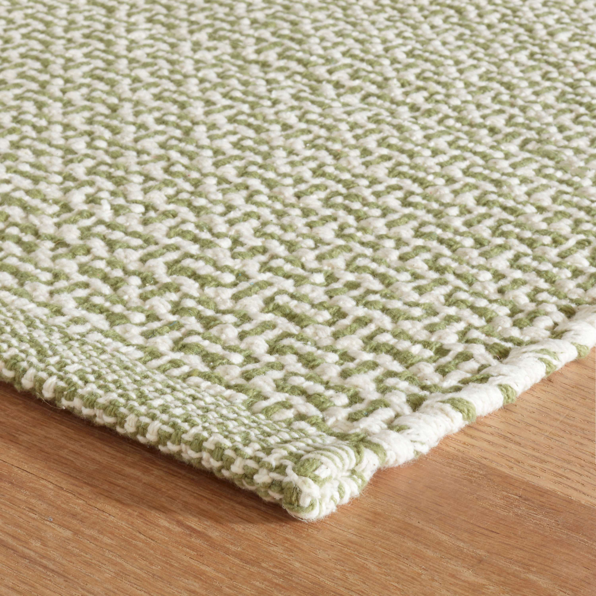 Miss Muffet Kit Kemp x Annie Selke Miss Muffet Olive Handwoven Cotton Rug, Rectangle 7'6" x 9'6"