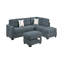 Ensemble de salon modulaire en forme de L avec repose-pieds, ensemble de 3 pièces en tissu capitonné capitonné, coussins cloutés-1200028703