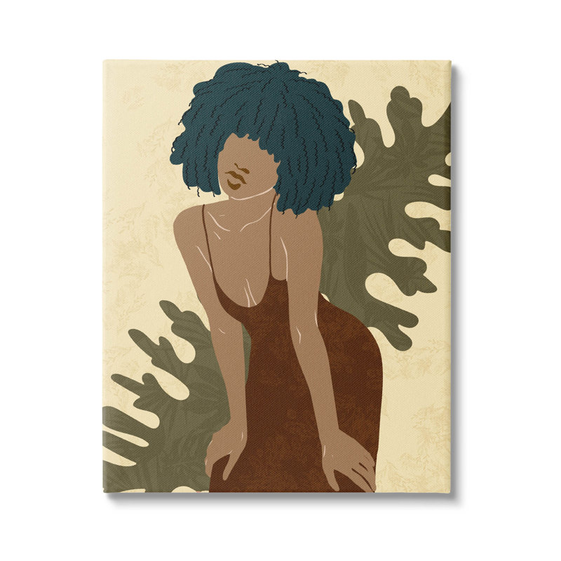 «Boho Woman Botanical Leaf», art mural par Ziwei Li, H 20 po x l 16 po x P 1,5 po