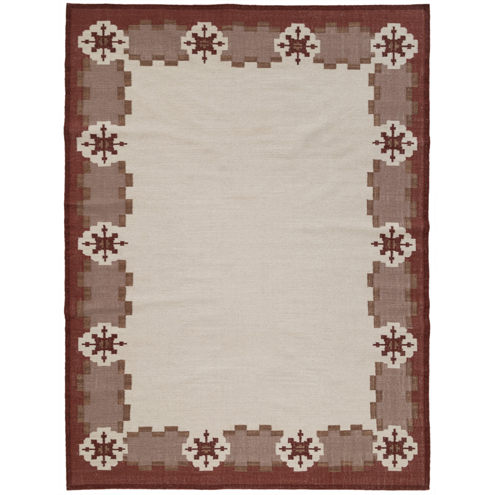 Heidi Nordic Flatweave Geometric Wool Rug, Red, 8'9x11'9