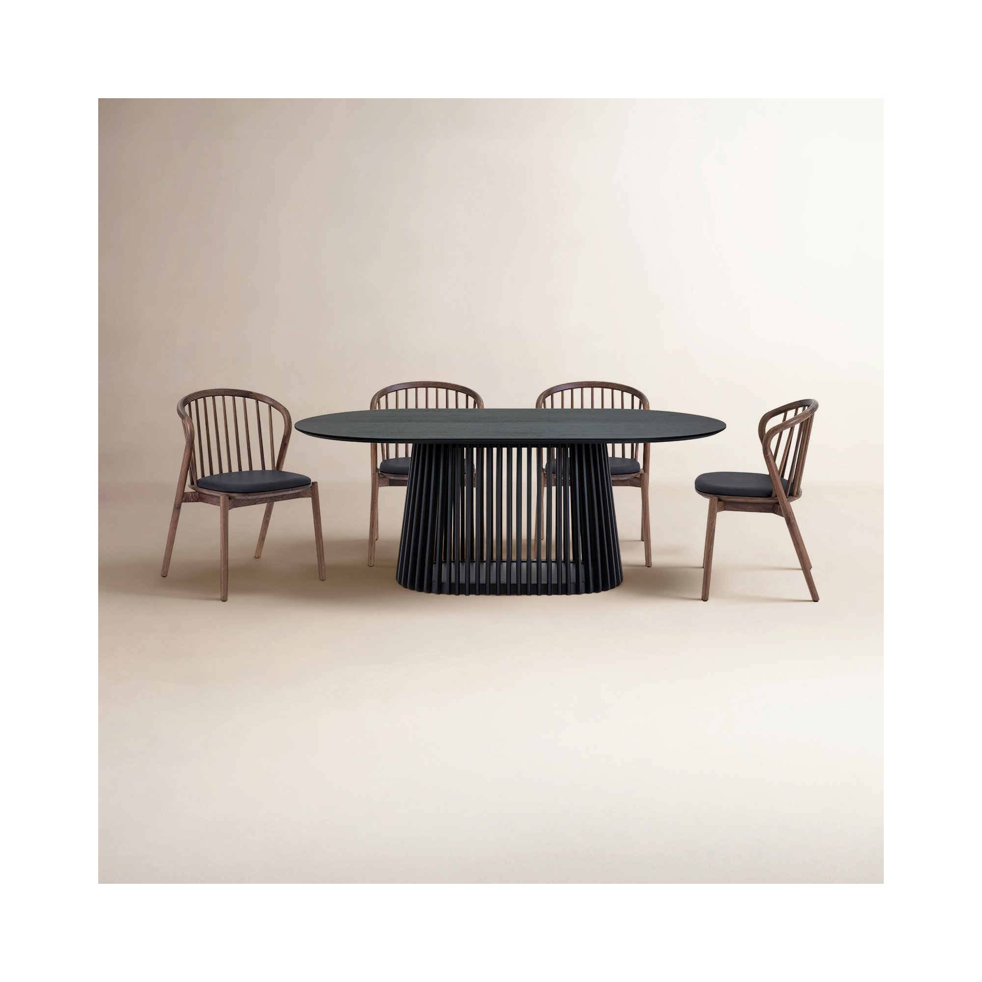5 - Piece Extendable Dining Set, Walnut, Black