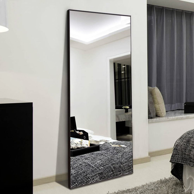 Wood Mirror, Black, 64.2" H x 21.3" W