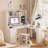 L Shaped Desk with outlet, Computer Desk with Drawers, Bookshelf, Modern Corner Desk-1097188558