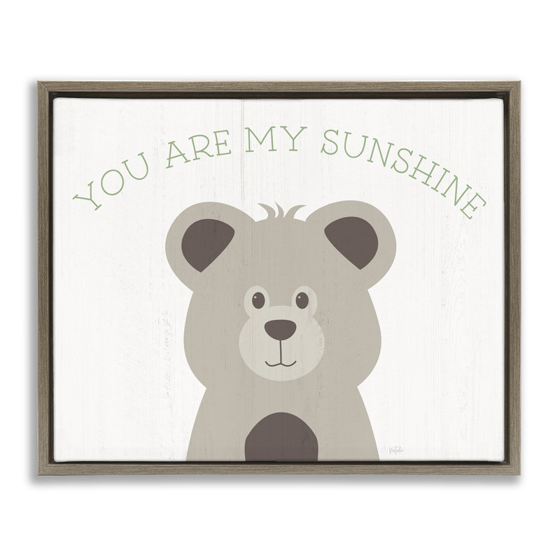 «My Sunshine Sourire Bear», art mural encadré par Natalie Carpentieri, Cadre flottant orme Montalcino, H 17 po x l 21 po