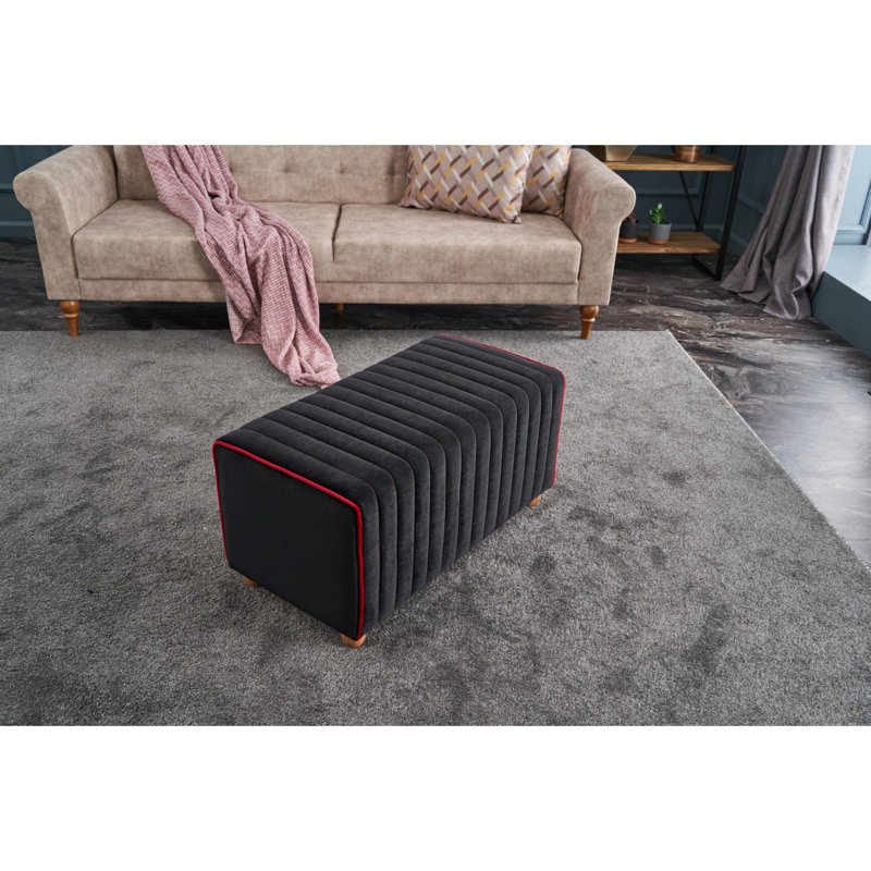 Repose-pieds rembourré rectangulaire Tekas Laylanii, Rouge / anthracite