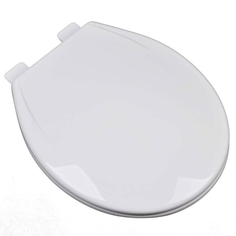 Siège de toilette en plastique rond contemporain à fermeture lente, Blanc