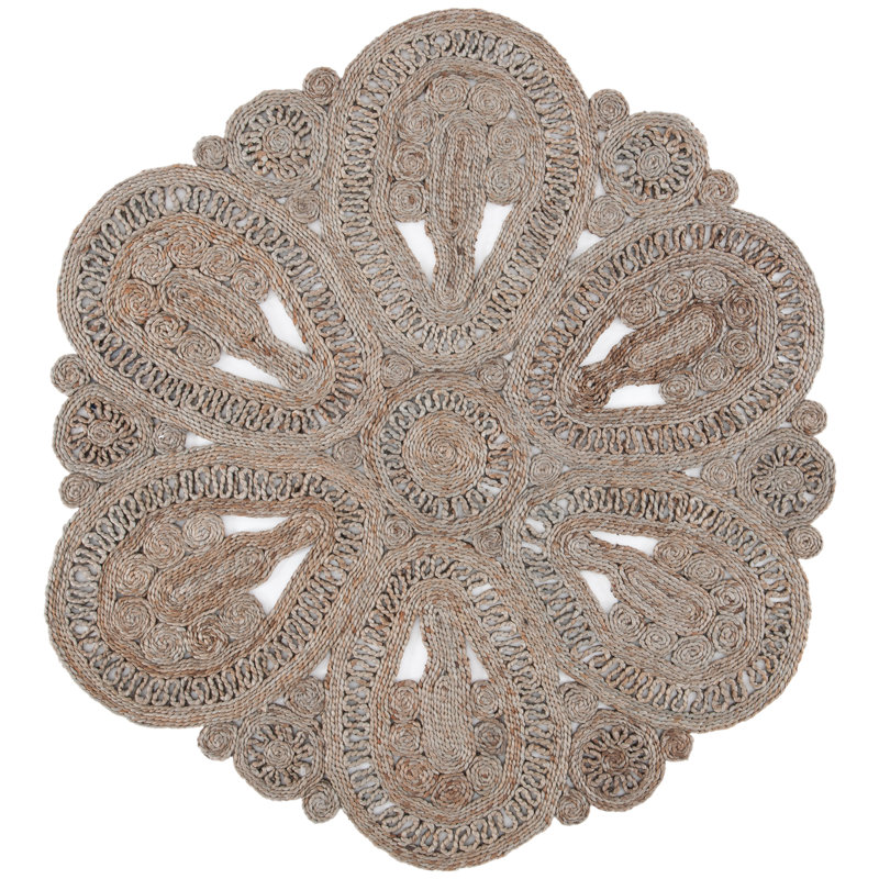 Natural Fiber Hand Woven Jute Solid Color Rug, Round 9'
