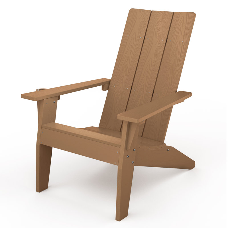 Chaises d'extérieur toutes saisons en plastique Adirondack avec porte-gobelets, Teck