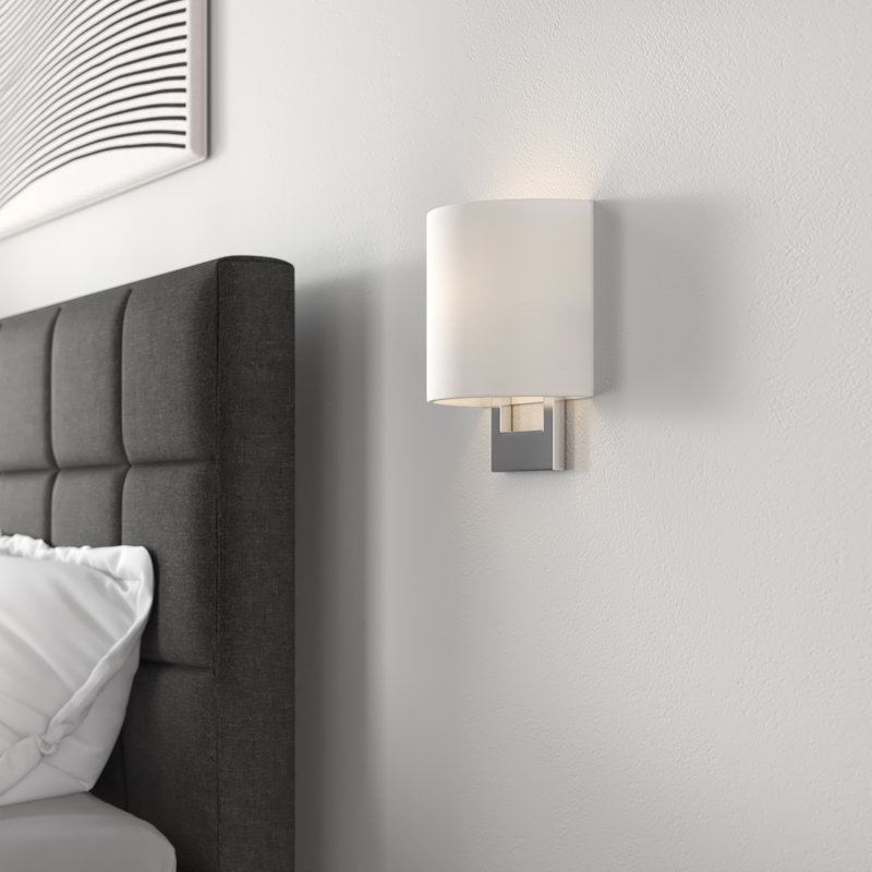 Matiana Steel Flush Mounted Sconce, 9.5" H x 8" W x 3.95" D, Brushed Nickel