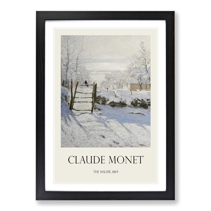 The Magpie by Claude Monet - Picture Frame Painting, 36cm H x 27cm W x 2cm D, Black Framed