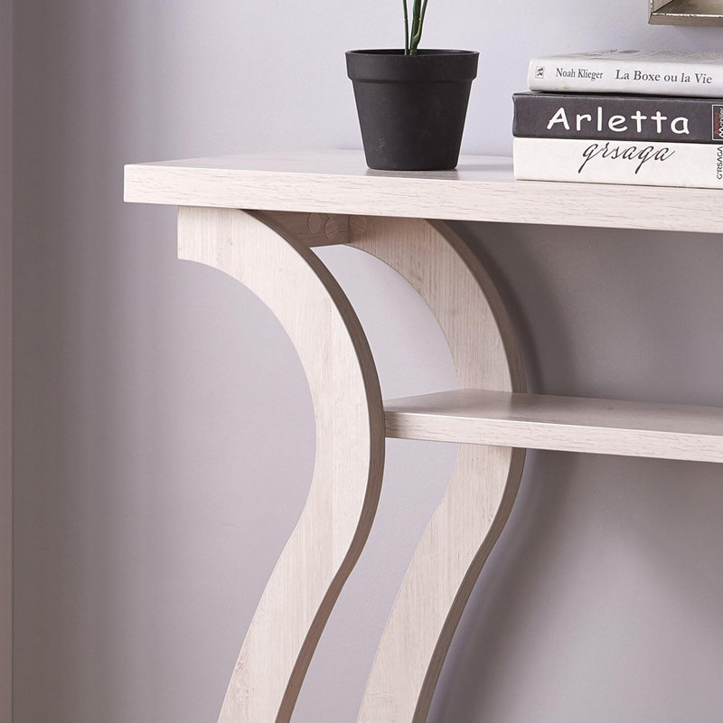 Entryway Sofa Hall Console Curvy Leg Design Two Shelves Thick Top Panel
