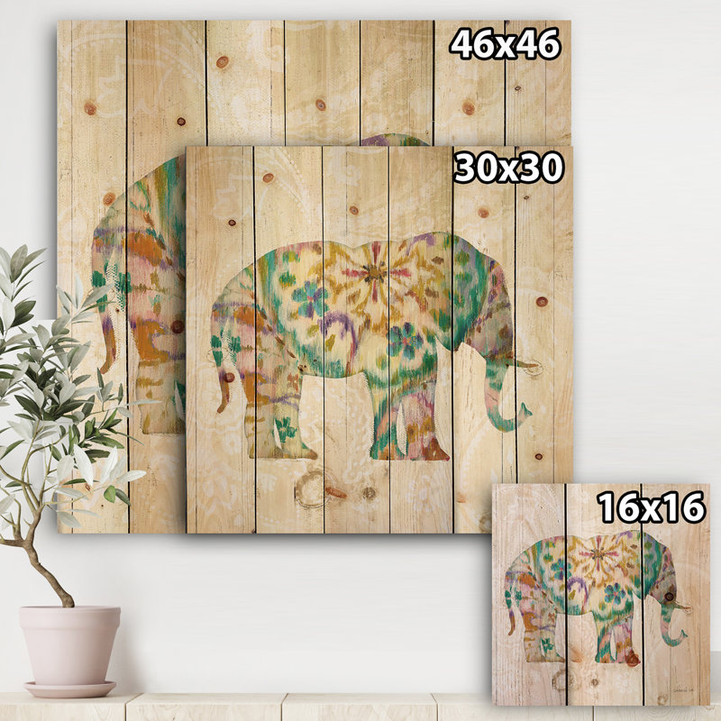 - Impression bohème et éclectique sur bois de pin naturel, H 16 po x l 16 po x P 1 po