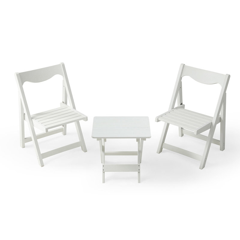 Table et chaise pliantes blanches, 2 chaises pour des moments de tranquillité à l'extérieur ou à l'intérieur.