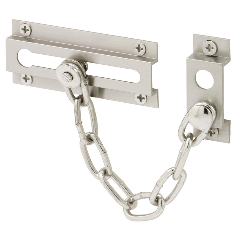 Garde-chaîne en laiton massif pour la sécurité des portes et de la maison, 3 à 16 pouces, finition nickel satiné (paquet simple)