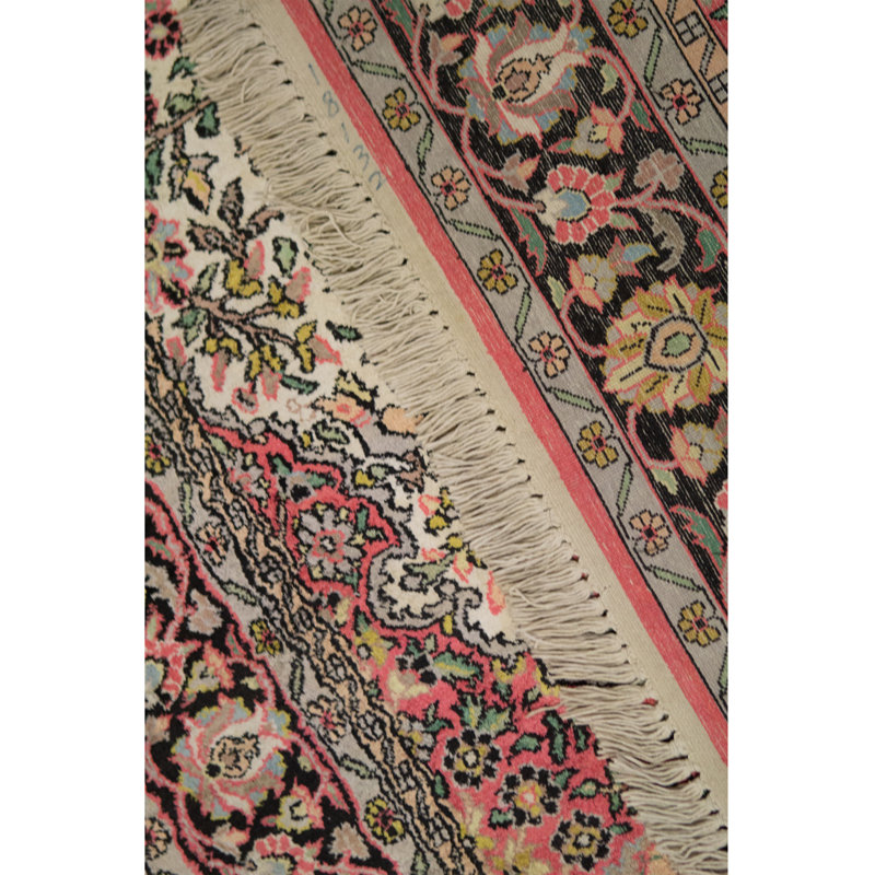 Tapis orange / noir / ivoire de haute qualité noué à la main