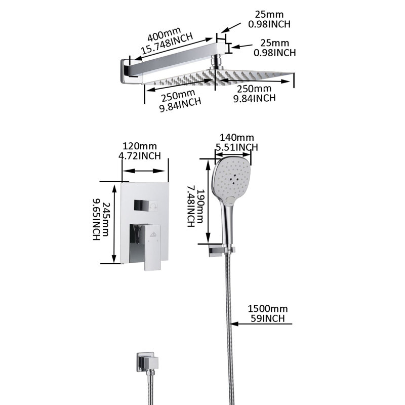 All-In-One Kit with Rough in-Valve, Chrome