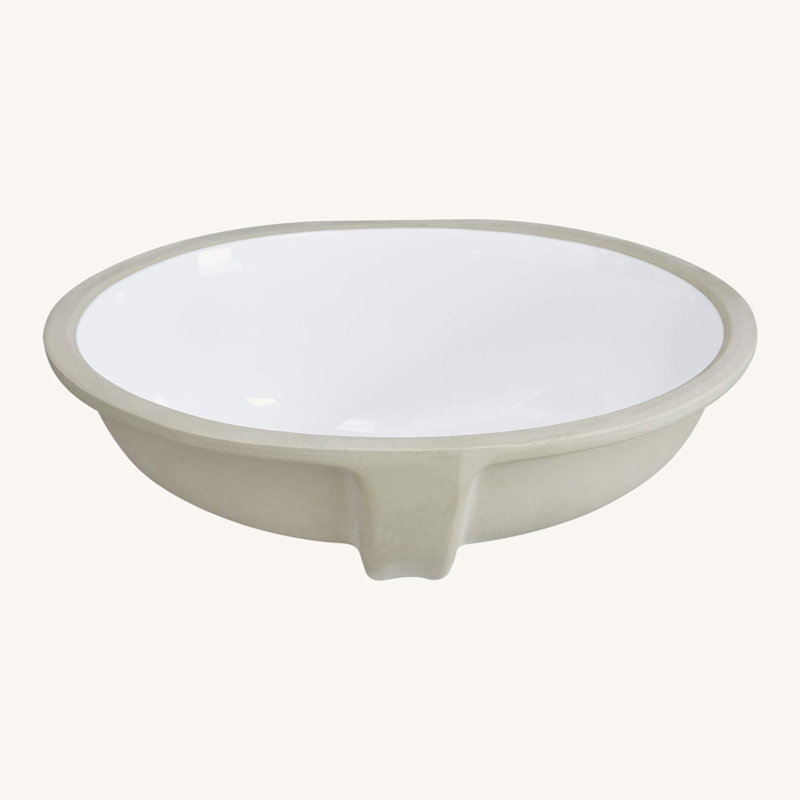 White Oval Undermount Bathroom Sink with Overflow, Ceramic Vanity Sink for Modern Bathrooms