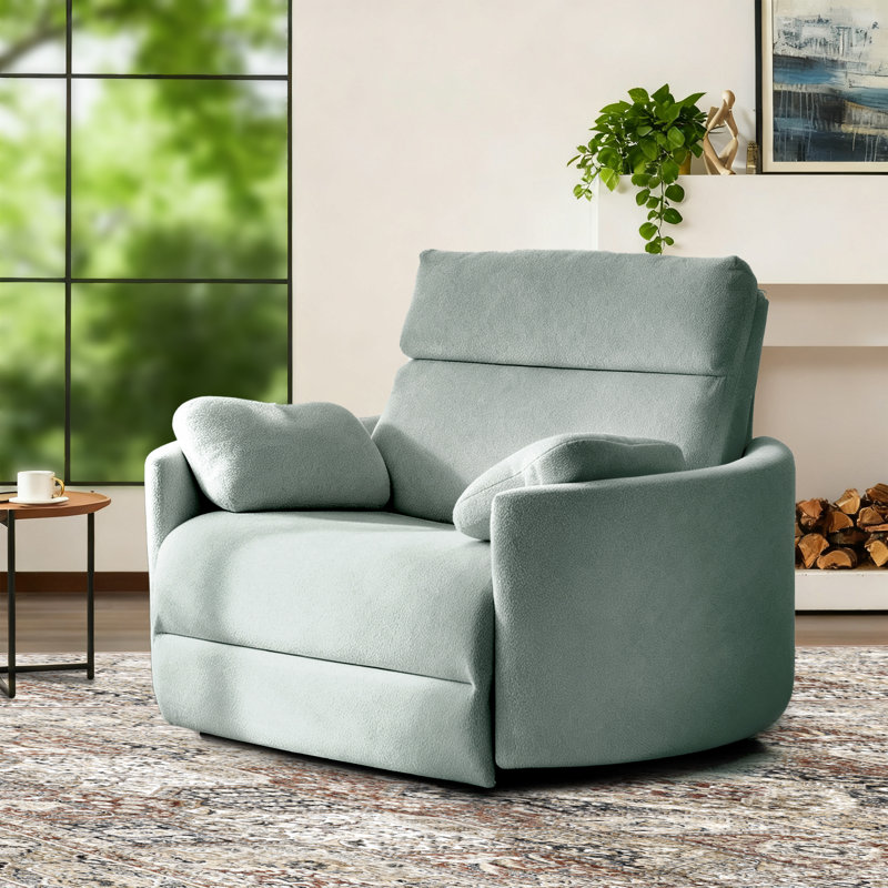 Très grand fauteuil inclinable électrique 54 po en chenille avec ports USB et Type-C, Vert