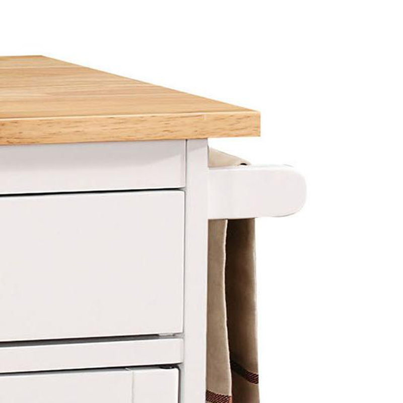 Chariot de cuisine avec plateau en acier inoxydable Krull, Blanc / Brun