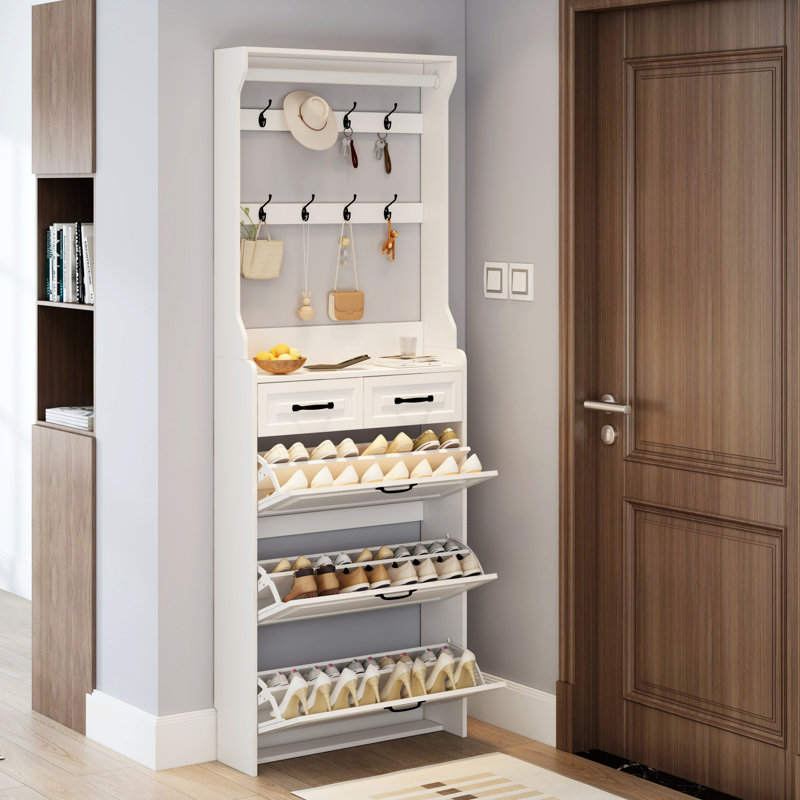 Armoire de rangement étroite, armoire de rangement pour chaussures avec tiroirs, rangement pour chaussures pour la maison