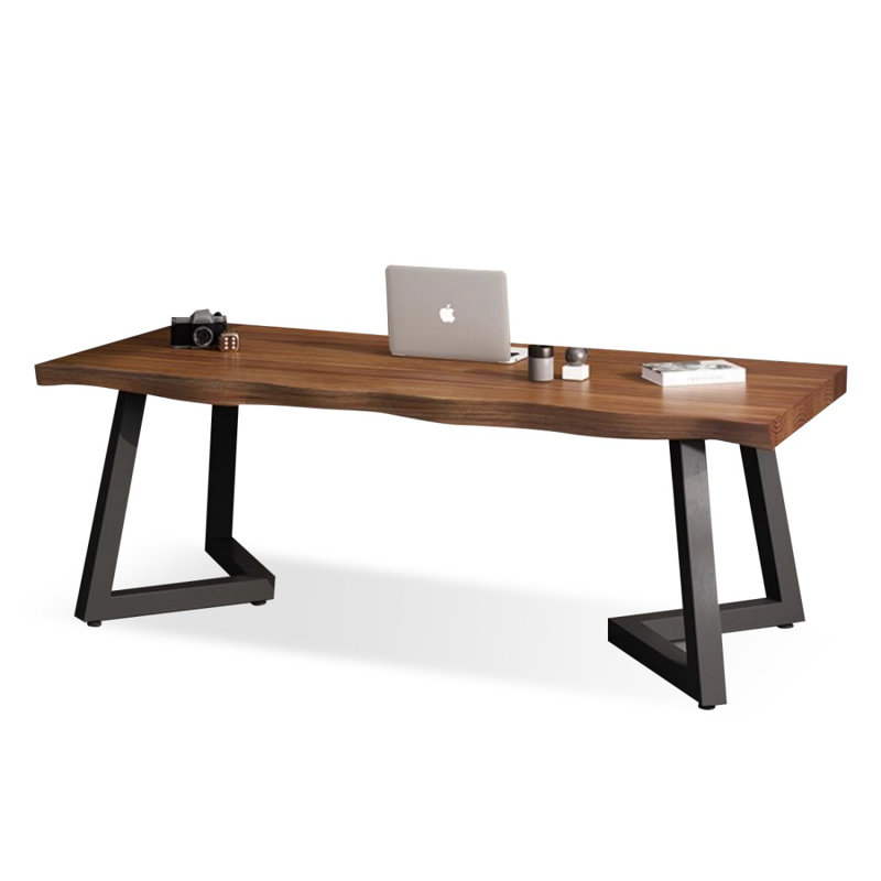 Bureau rectangulaire en bois massif brun noyer + noir, H 29,53 po x l 70,87 po x P 29,53 po