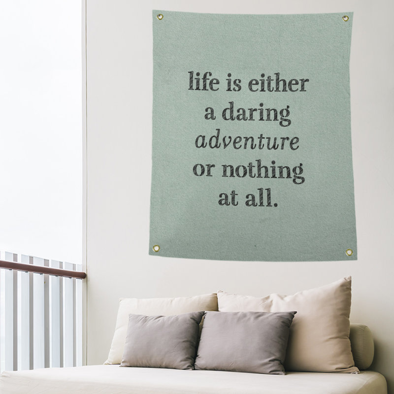 Tapisserie en polyester "life quote" adventure, H 36 po x l 26 po, Vert / Noir