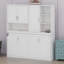 Lit mural peu encombrant avec armoire suspendue, tablettes ouvertes, éclairage intégré et port de charge USB-1476360063