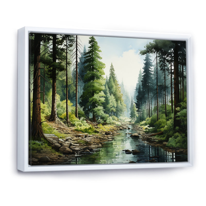 Canada Whispering Pines II - reproduction sur toile, H 34 po x l 44 po x P 1,5 po, Cadre flottant blanc