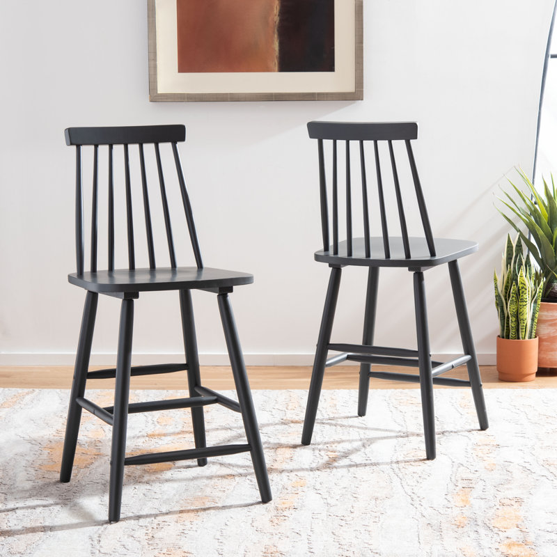 Tabouret de bar et de comptoir en bois massif Birdia, Gris, Tabouret de bar (siège d'une hauteur de 30,08 po)