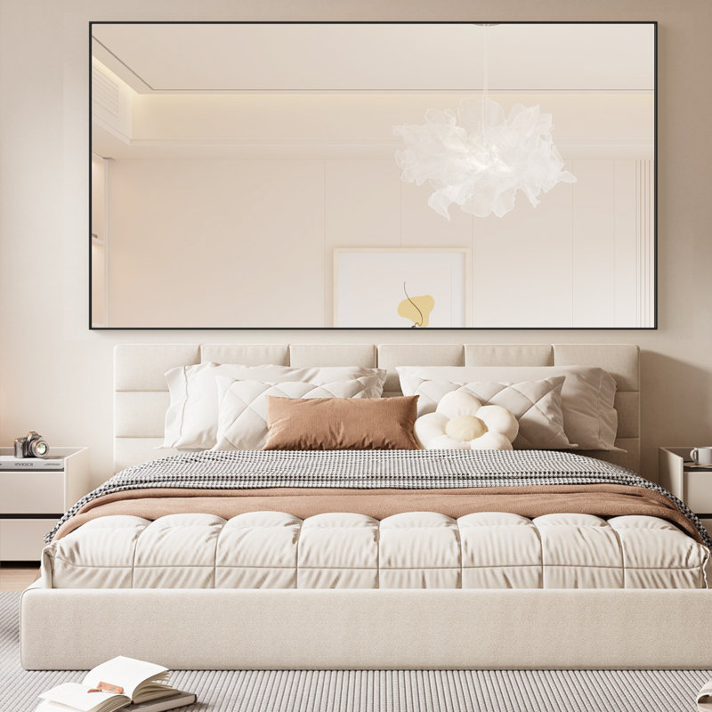 Aluminium Rectangle Mirror with Hooks, Black, 198cm H x 96cm W