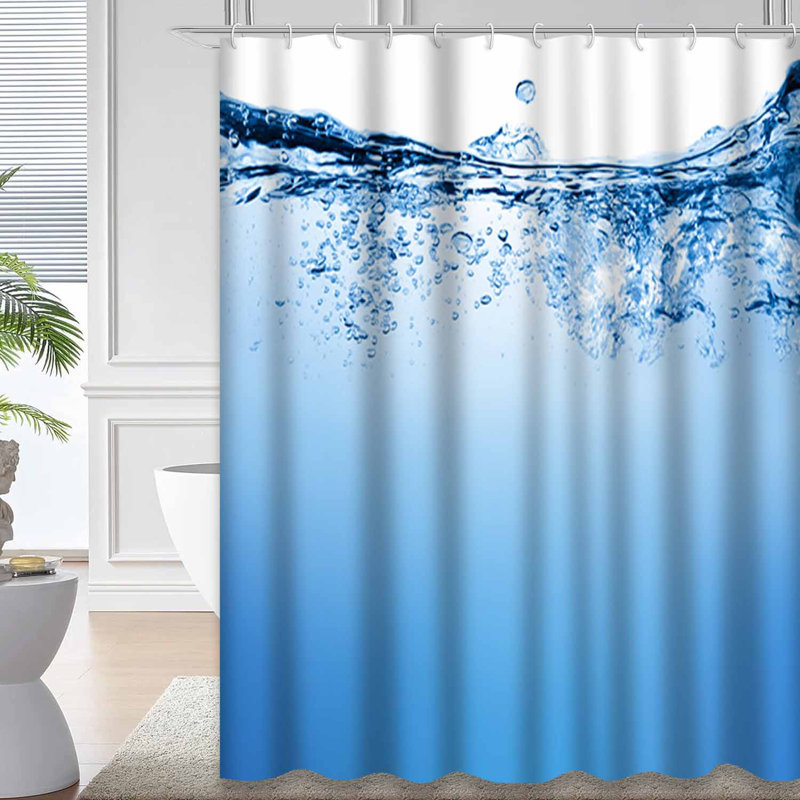 Rideau de douche bleu imperméable, rideaux de douche pour la salle de bain avec 12 crochets, L 72 po x l 78 po