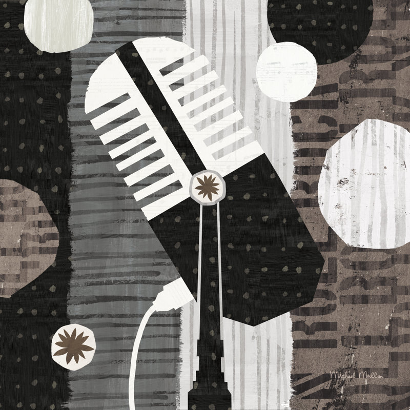 Rock N Roll Mic Neutral by Michael Mullan - Wrapped Canvas Print, 51cm H x 51cm W