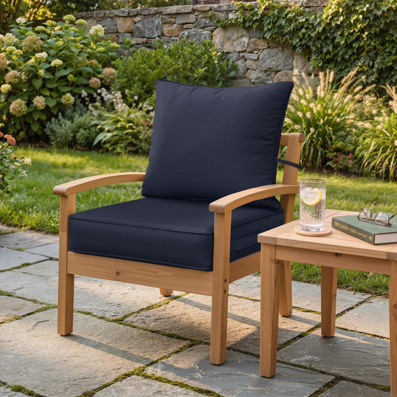 22"W X 24"D Outdoor Deep Seat Cushion Set Outdoor Seat/Back Cushion, Navy Blue