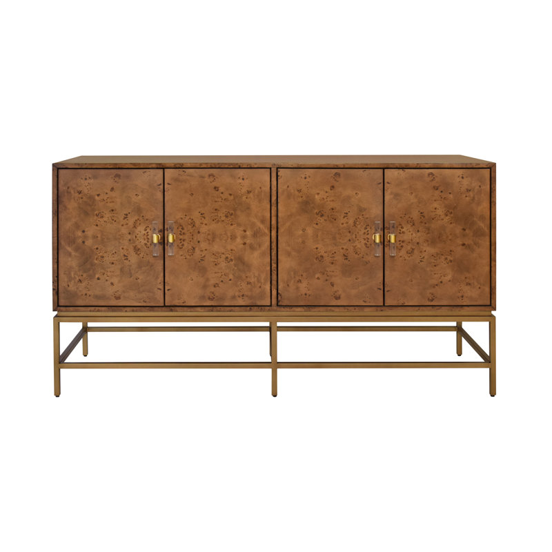 Buffet 60 po Ariel, Laiton antique / bois de ronce foncé
