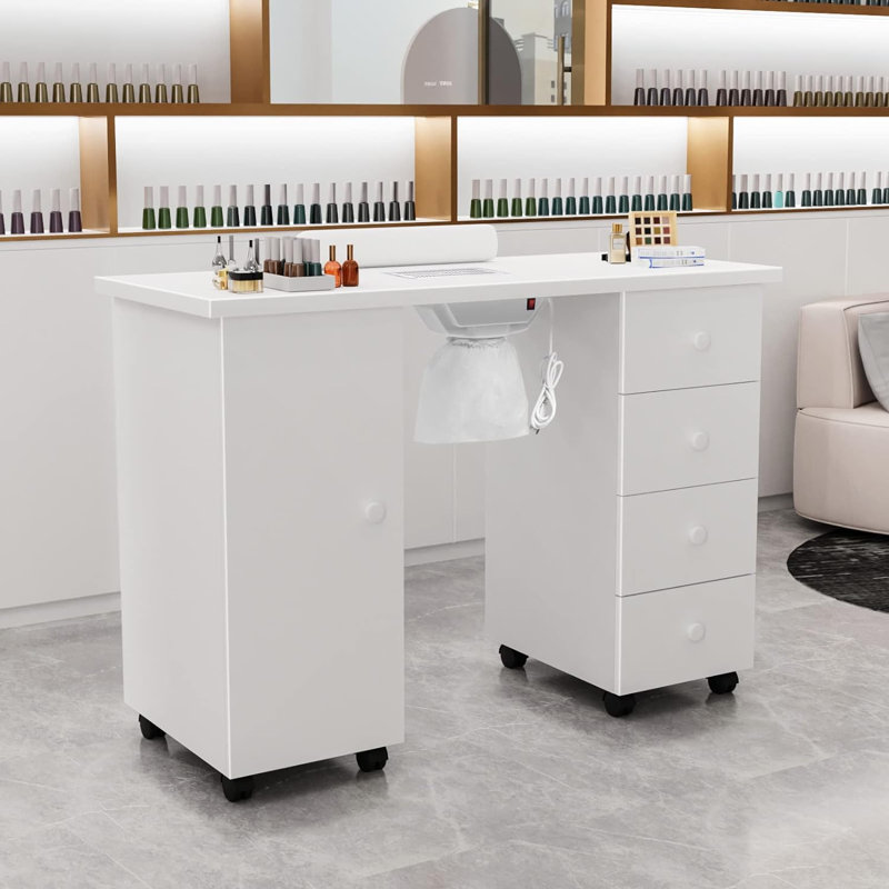 Organisateur de maquillage en bois Mendivil, Blanc