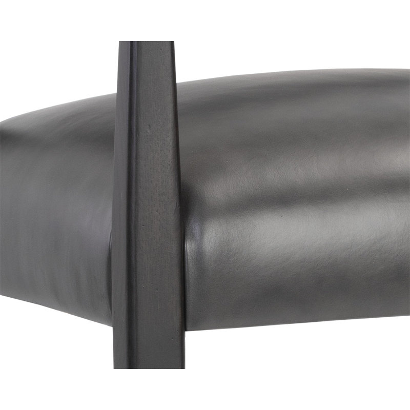 Upholstered Bar Stool, Charcoal Leather, Counter Stool (26.50" Seat Height)