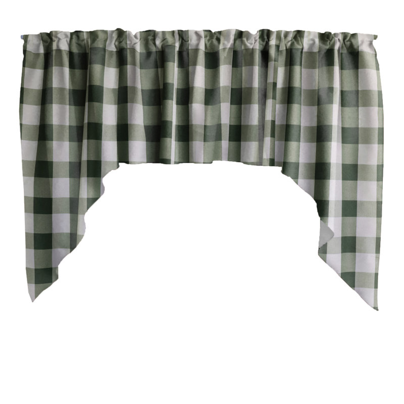 Cantonnière à damier 72 po, Vert chasseur / blanc