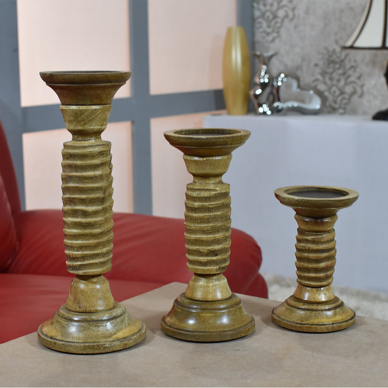 Wood Tabletop Candlestick