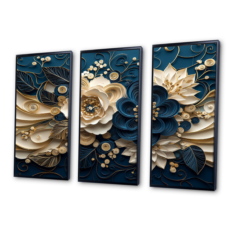 Encre liquide bleue - Spiralscape II, H 28 po x l 36 po x P 1 po, Toile avec cadre flottant noir