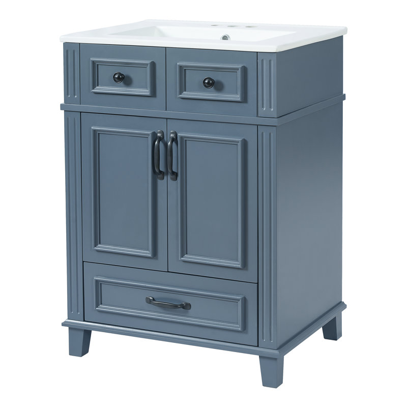 Freestanding Standard Free Standing Single Double Single Vanity Bathroom Vanity With Ceramic Top