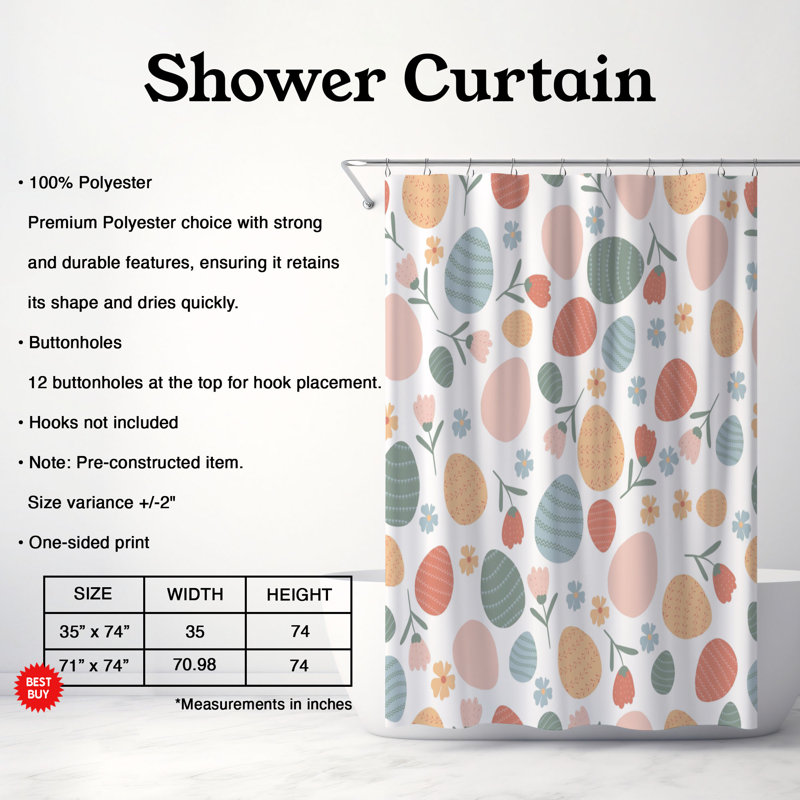 Rideau de douche 1 pièce Gentle Hue, H 74 po x l 35 po