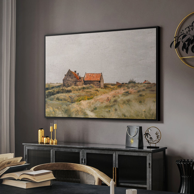 Paysage rétro - MLXX III, Toile avec cadre flottant noir, H 27 po x l 41 po x P 2 po
