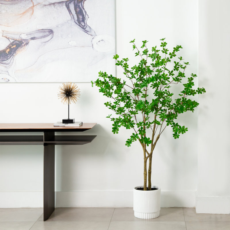 5 pi Enkianthus artificiel en pot de fleurs décoratif blanc