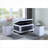 Traditional Ottoman with Storage &amp; 2 Seating, Navy Blue &amp; Cream Bonded Leather, 19” Tall | Black | Wood