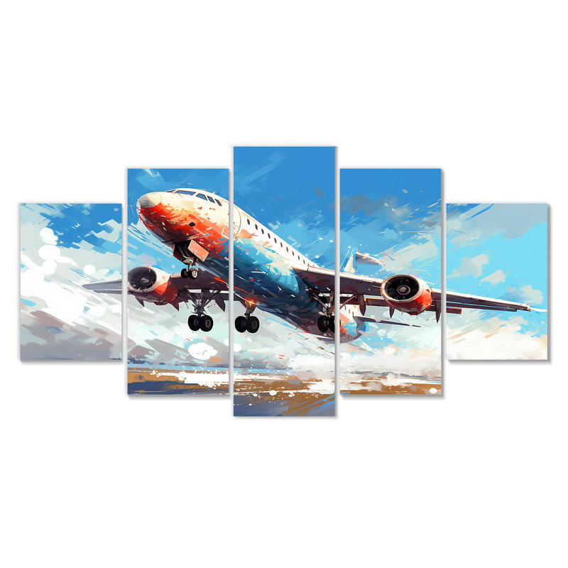 Take Off Flight Paint Spatter s - Train, art mural pour le salon, 5 pièces, H 32 po x l 60 po