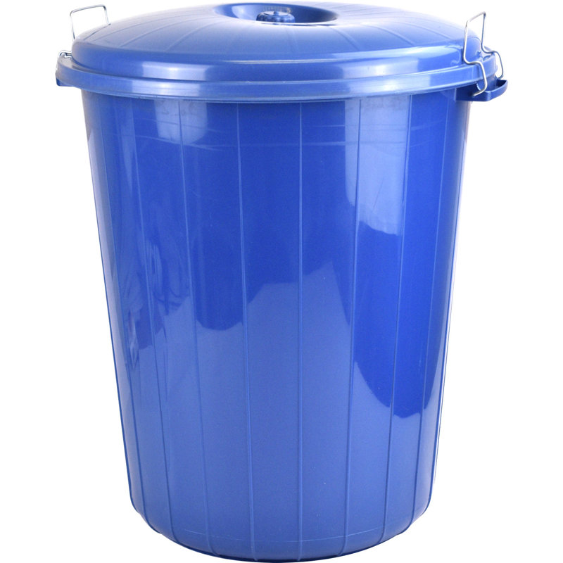 Plastic Manual Lift Kitchen Trash Can, 70, Blue, 52cm H x 46cm W x 46cm D